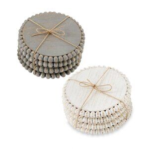 Set/4 Beaded Wood Coasters